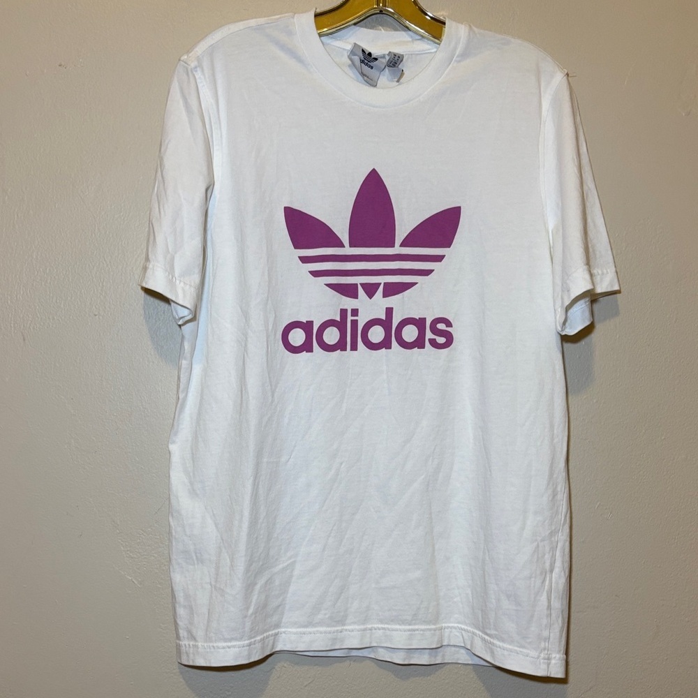 Adidas Men's Tee with Purple Logo on White